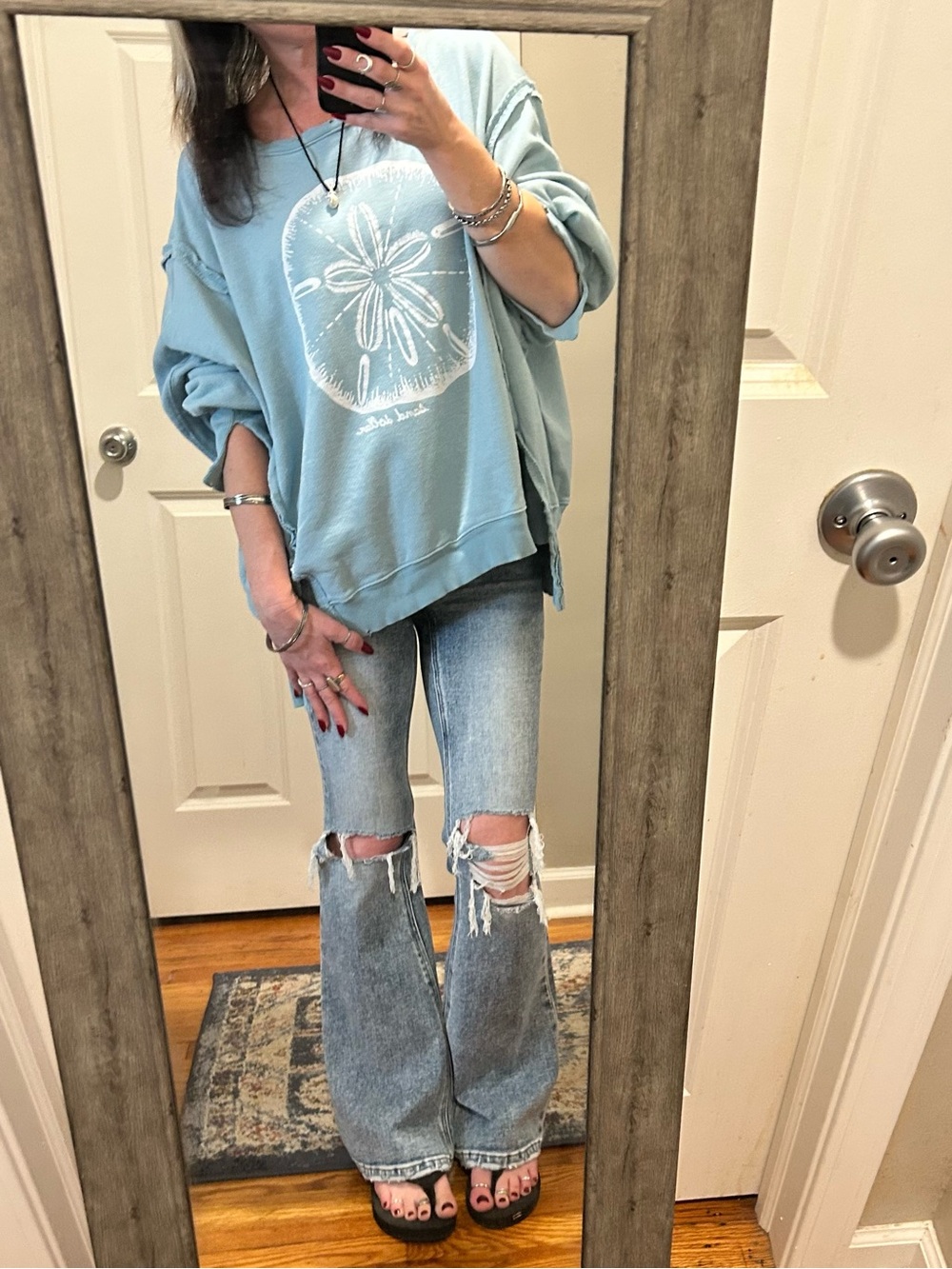 Like New RARE We The Free Graphic Camden Pullover in Sand Dollar Print - Picture 3 of 15